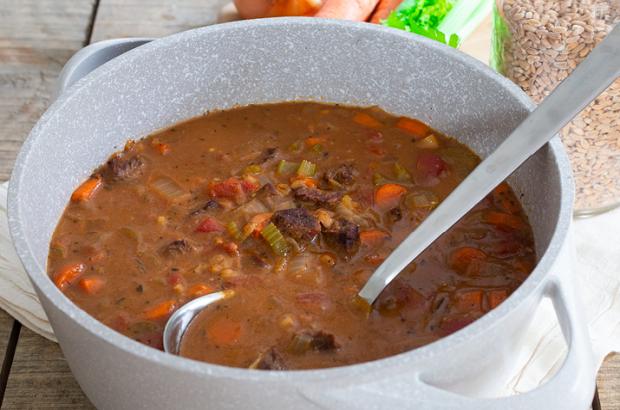 Pot of Beef and Barley Soup