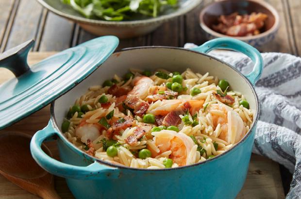 Orzo with Bacon and Shrimp