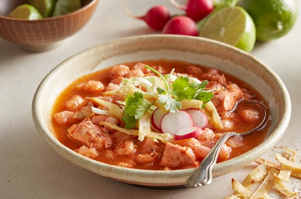 Bowl of Slow Cooker Chicken Posole