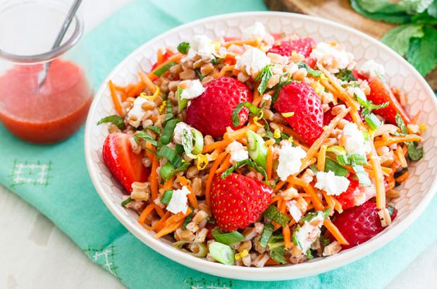 Wheatberry, strawberry picnic salad