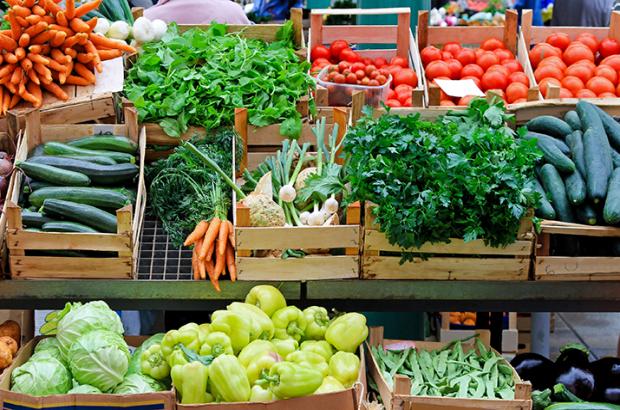 Farmers Market with Fresh Produce