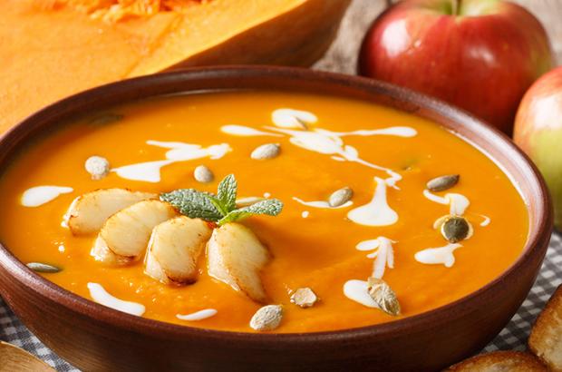 Bowl of Butternut Apple Soup with Ginger