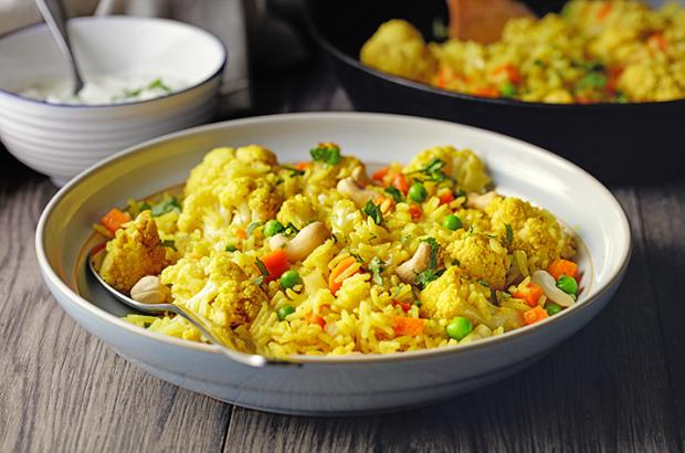 Biryani Rice with Cauliflower and Peas