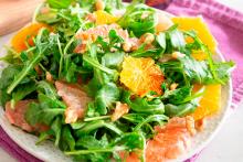 Plate of Citrus and Arugula Salad with Balsamic Dressing