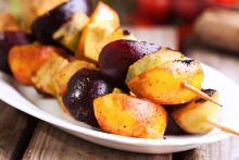Grilled Fruit Kebabs on a plate