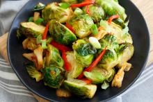 Brussels sprouts with kimchi