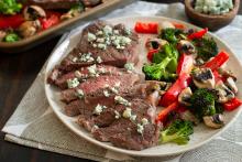 Sheet Pan Steak with Blue Cheese and Broccoli