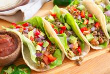 Lentil tacos with tomatoes